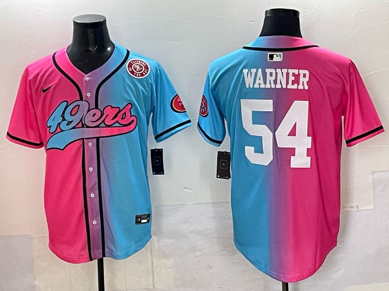 Men 2025 San Francisco 49ers #54 Warner Pink Blue pink Nike Limited NFL Jersey 017->san francisco 49ers->NFL Jersey